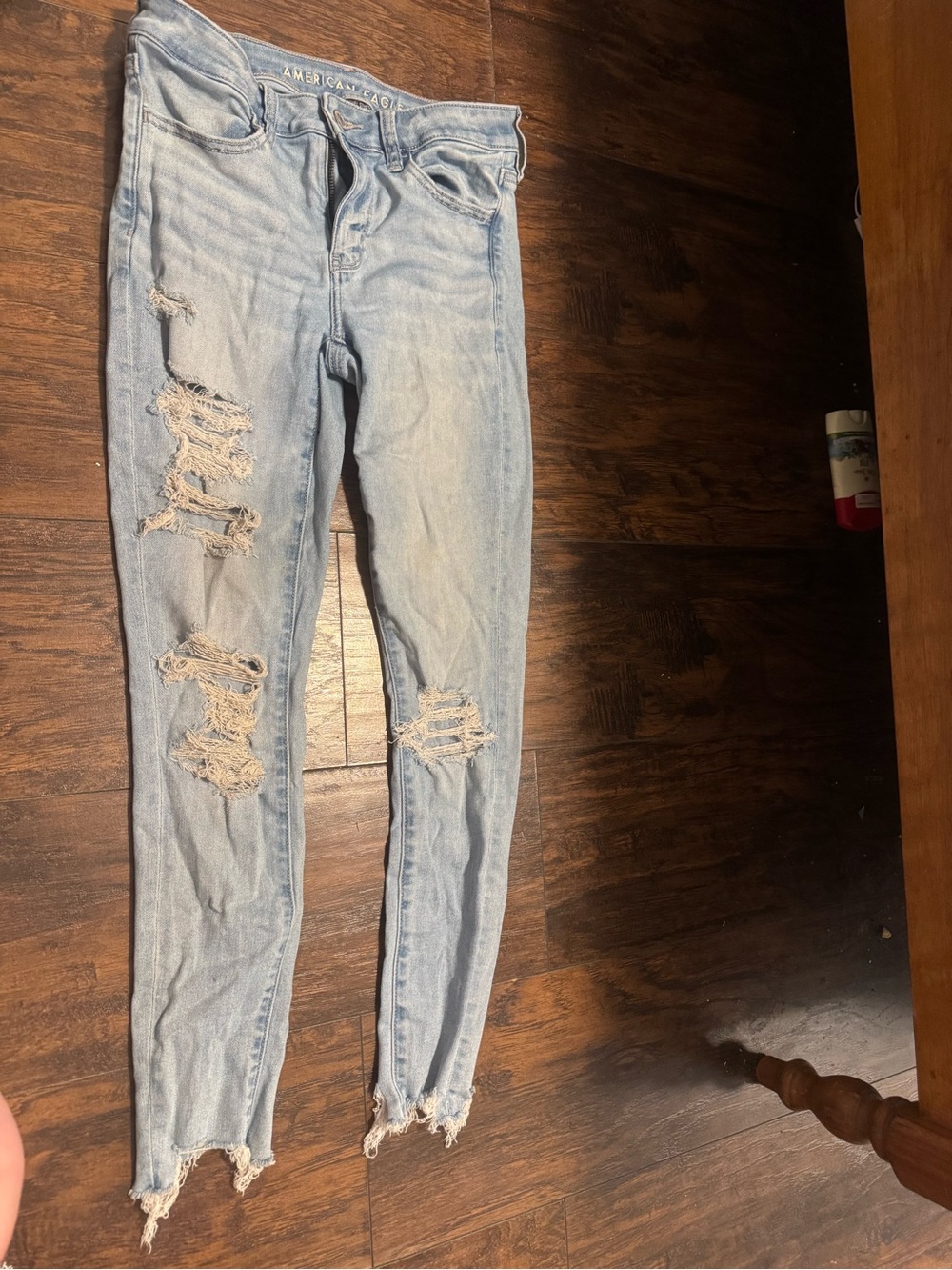American Eagle Outfitters Light Blue Ripped Skinny Jeans - Women's